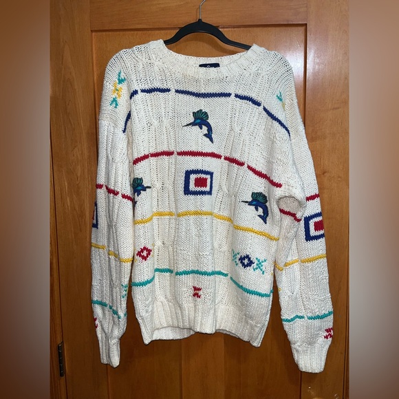 Woolrich Other - Woolrich Vintage Cable Knit Sweater Multi Color Applique Men’s Size Large